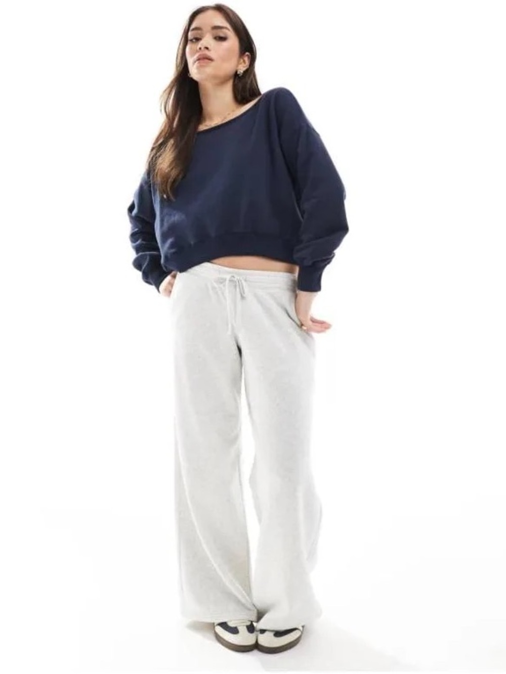Navy Hollister off-the-shoulder Sweatshirt